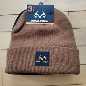 NWT Realtree Tan Knit Beanie 3 Pack One Size Adult